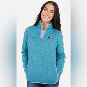 NEW! L.L.Bean 1/4 Snap Sweater Fleece Pullover Turquoise Blue SZ XS